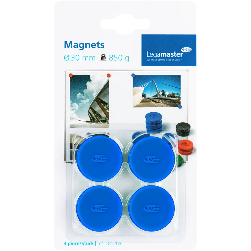 Magneet legamaster 30mm 850gr blauw 4 stuks de Legamaster – photo produit