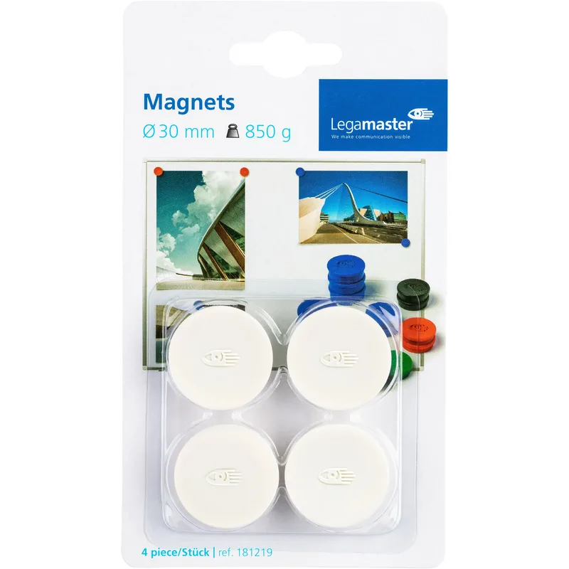 Magneet legamaster 30mm 850gr wit 4 stuks van Legamaster – productfoto