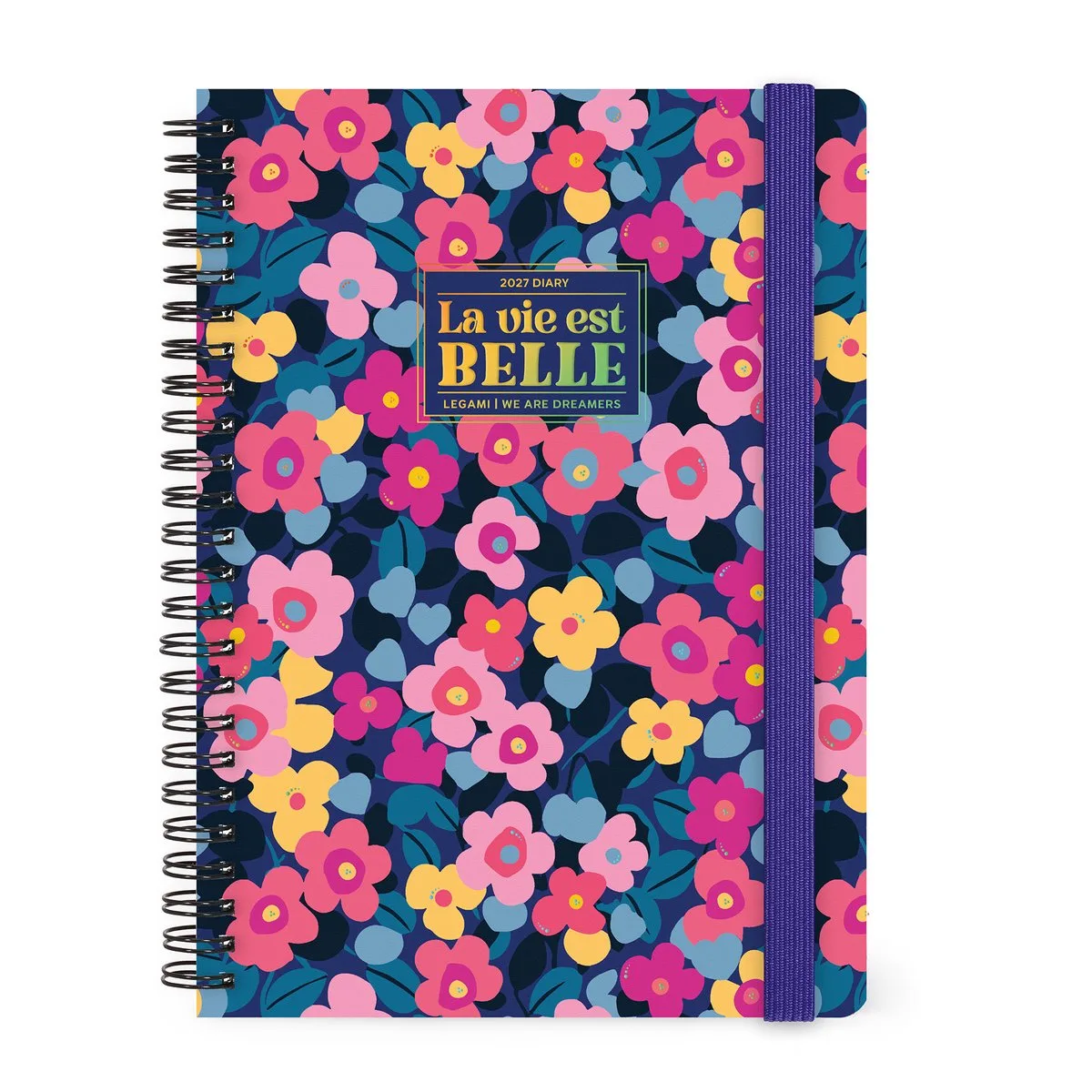 AGENDA 2027 - Week op 2 pagina's - verticaal - A5 formaat - spiraalbinding - Flowers fra Legami i Multicolours – produktbillede