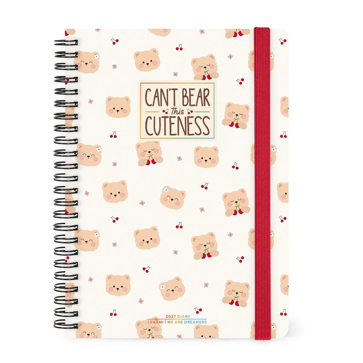 AGENDA 2027 - Week op 2 pagina's - verticaal - A5 formaat - spiraalbinding - Can't bear cuteness fra Legami i Beige bruin – produktbillede