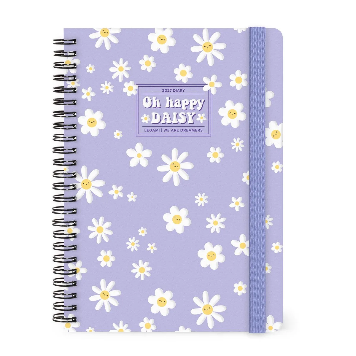 AGENDA 2027 - Week op 2 pagina's - verticaal - A5 formaat - spiraalbinding - Oh, happy daisy by Legami in Wit lila – product photo