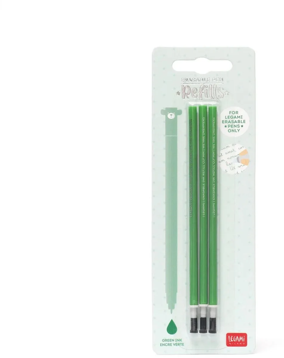 Erasable Pen Refills - 3 stuks - Navulling van Legami in Groen – productfoto