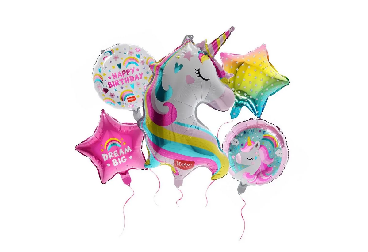 Filzstift Legami 5er Set Partyballons - Let's Party! - Einhorn fra Legami – produktbillede