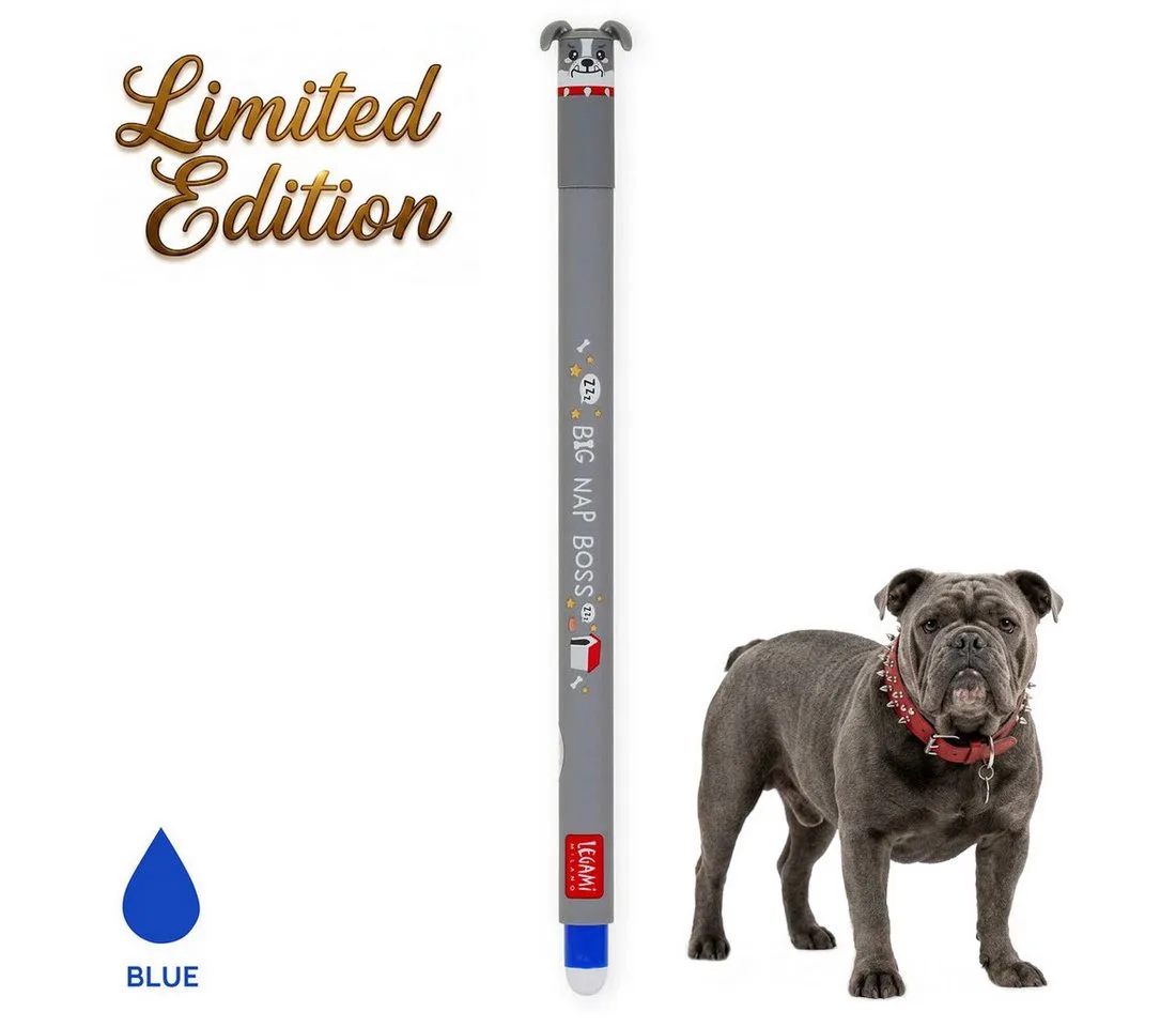 Gelroller Löschbarer Gelstift van Legami in Limited Edition Bulldogge – productfoto