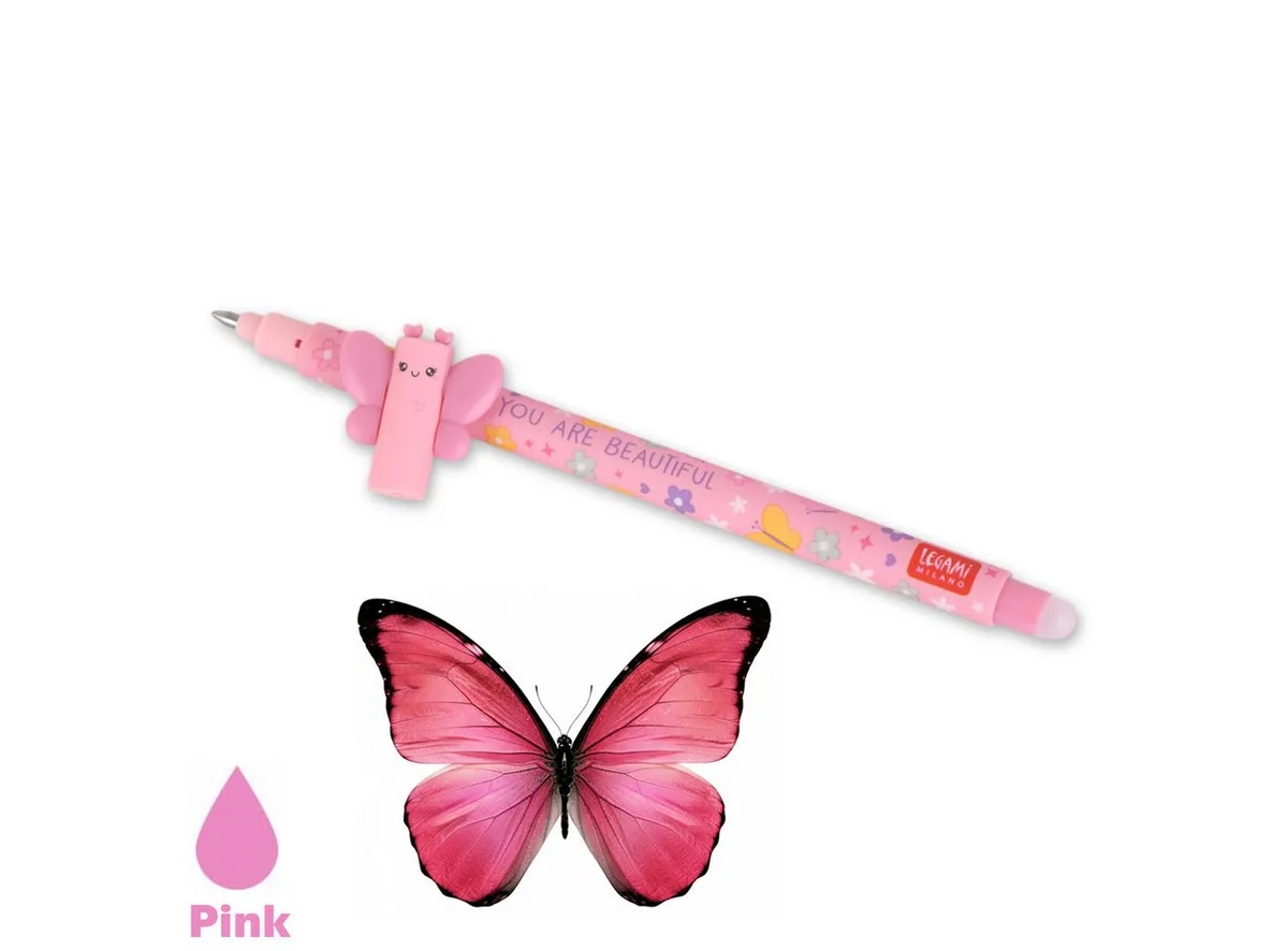 Gelroller Löschbarer Gelstift fra Legami i Schmetterling – Tinte Pink – produktbillede