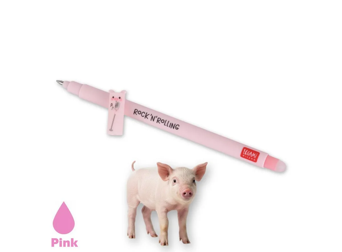 Gelroller Löschbarer Gelstift fra Legami i Schwein – Tinte Pink – produktbillede