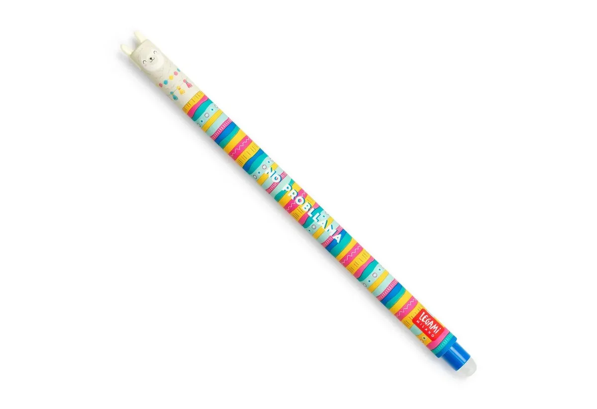 Gelschreiber Löschbarer Gelstift Llama - 0,7 mm Strichstärke, löschbar, wärmeempfindliche Tinte, integrierte Kunststoffkugel von Legami in Blau – Produktfoto