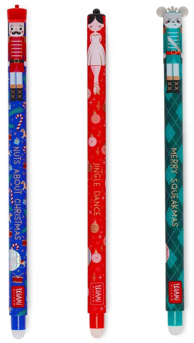 Kerst 2025 The nutcracker limited edition set van 3 uitwisbare pennen de Legami en Multicolore – photo produit