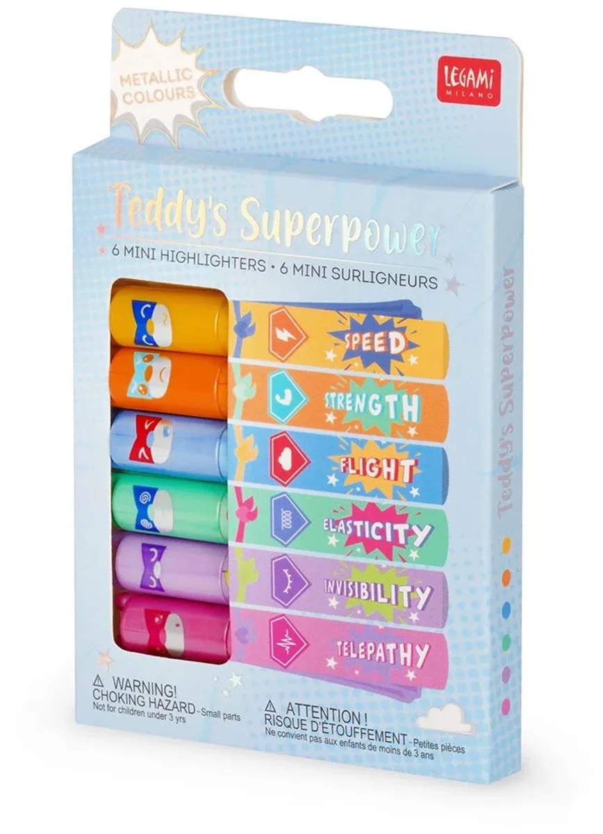 MH0005 SET OF 6 MINI HIGHLIGHTERS - TED de Legami en Multicolore – photo produit
