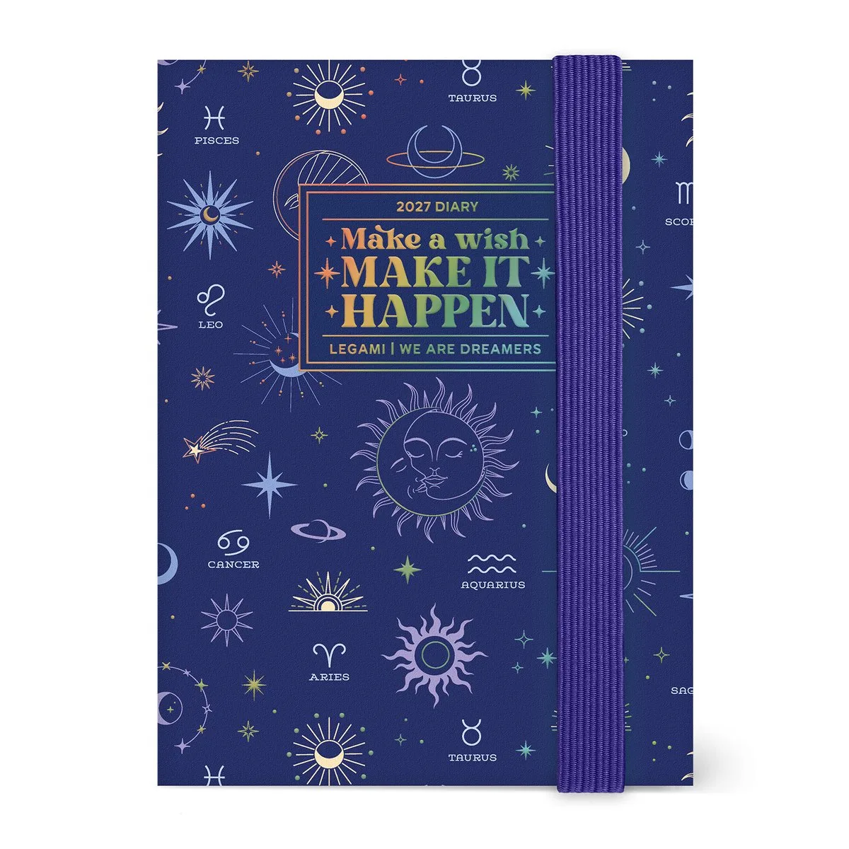 Mini Agenda 2027 - Week op 2 pagina's - Horizontaal - Formaat 8x11cm - Make it Happen! van Legami in Blauw – productfoto
