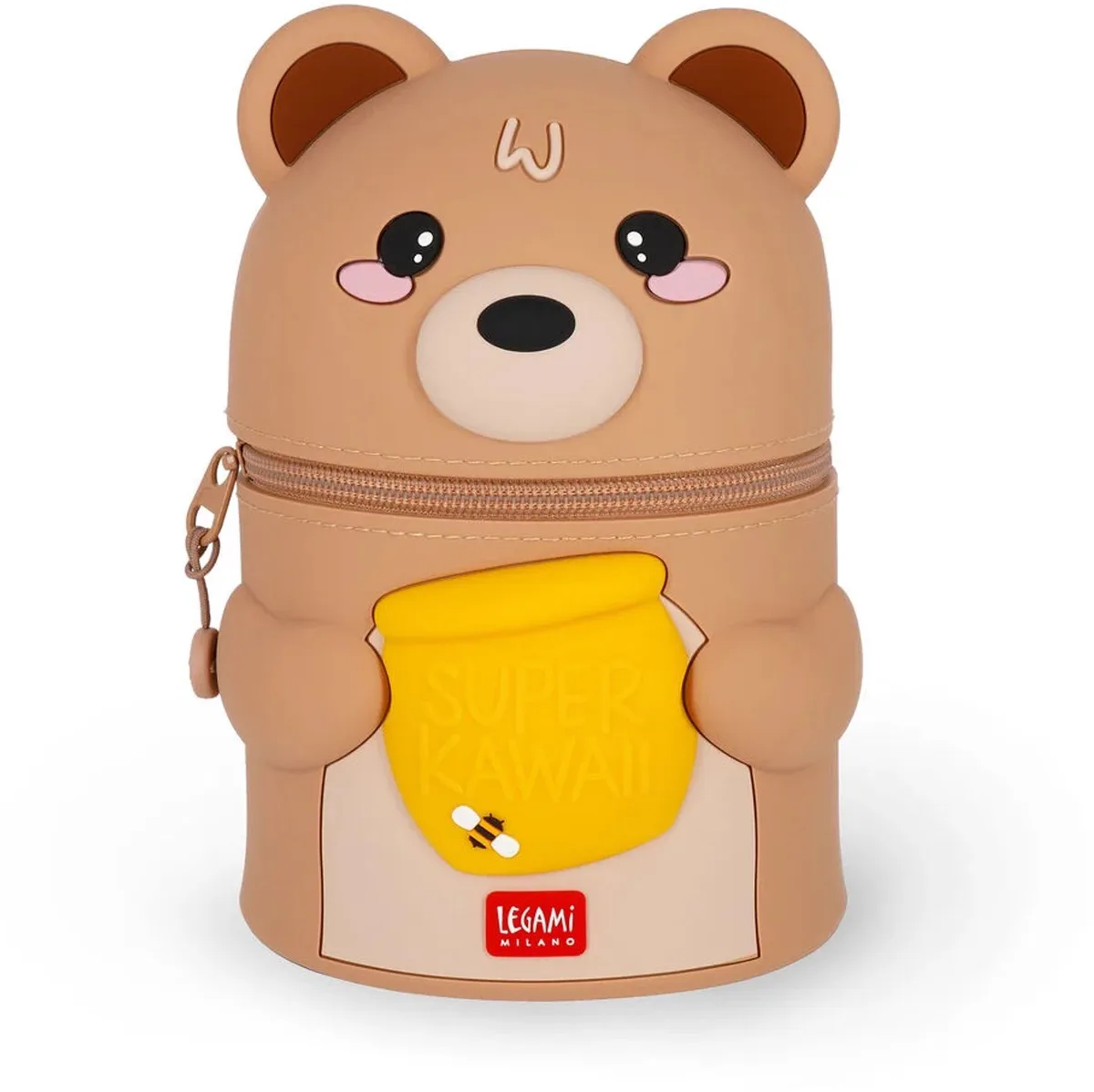 Super Kawaii - 2-in-1 Silicone Pencil Case XXL - Beer van Legami in Bruin – productfoto