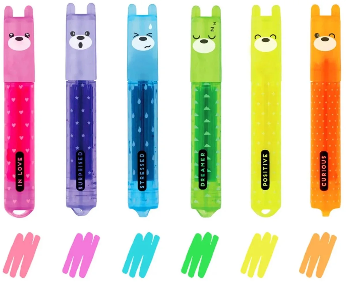 Teddy's Mood 6 Mini Highlighter fra Legami i Neon – produktbillede