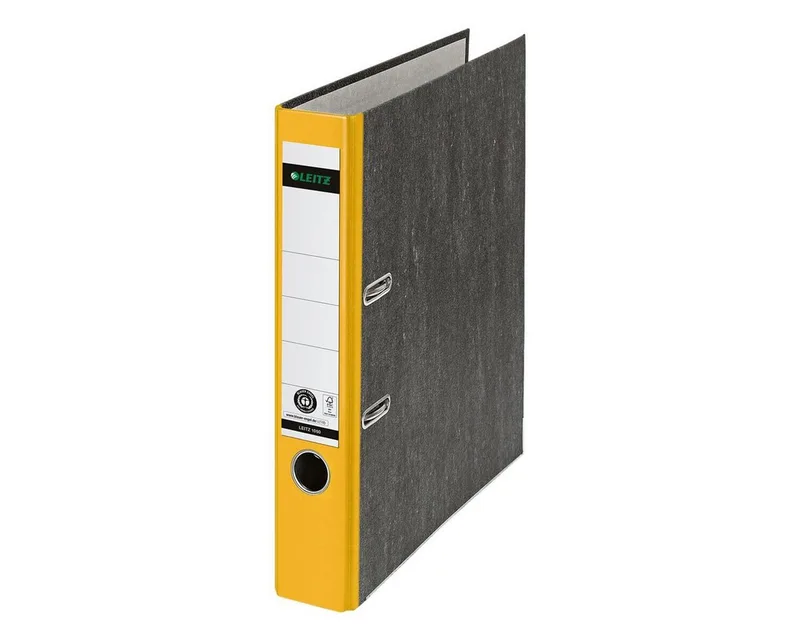 Aktenordner 1050, Ordner schmal, aufgeklebtes Rückenschild van Leitz in Geel – productfoto