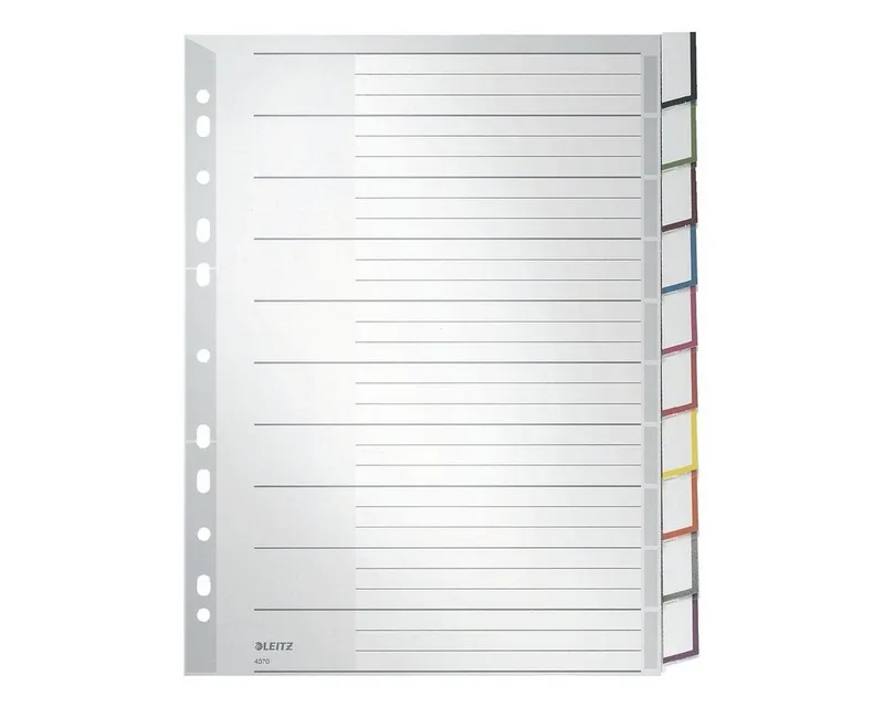 Aktenordner Register mit Fenstertaben 4370, DIN A4 überbreit, 10-tlg., Kunststoff by Leitz in Grey – product photo