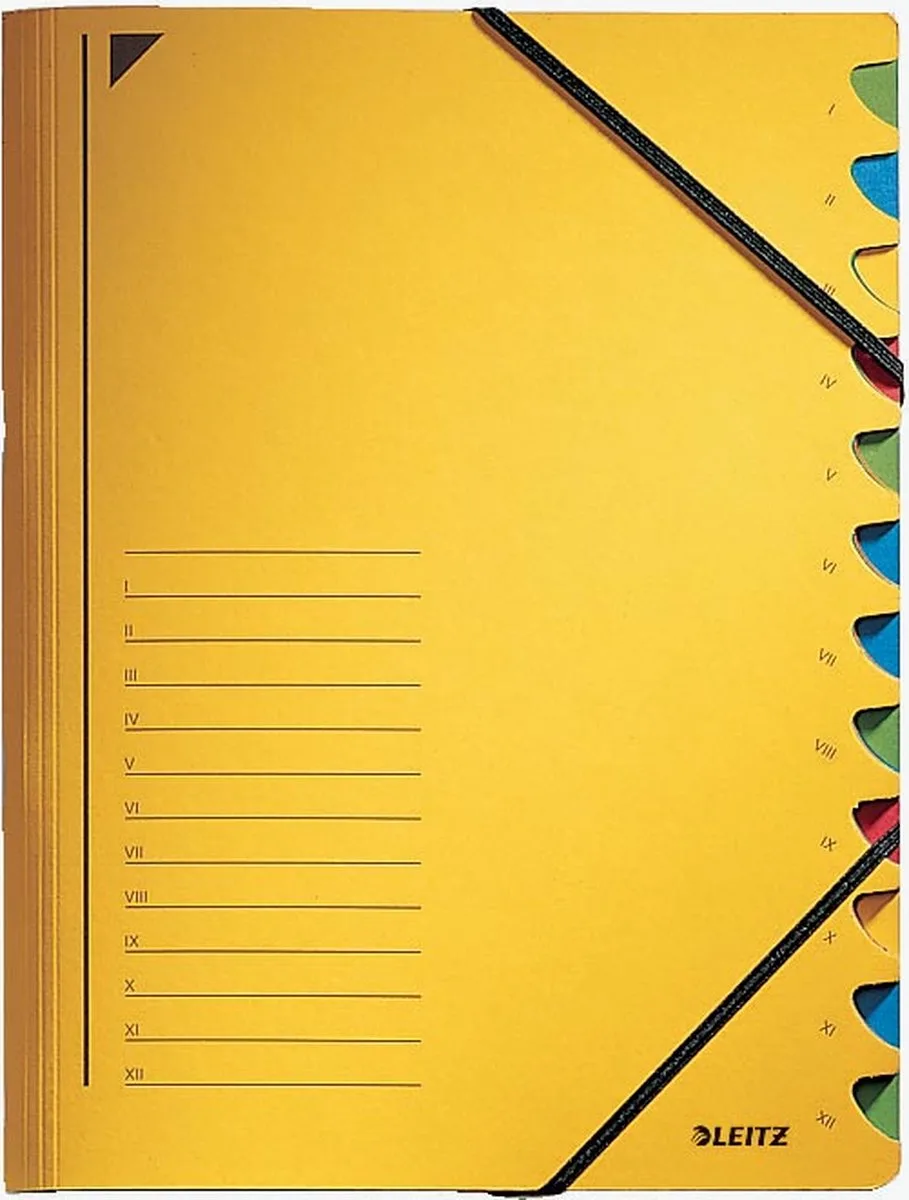 bureau sorteermap, karton, ft A4, 12 tabs, 5 stuks de Leitz en Jaune – photo produit