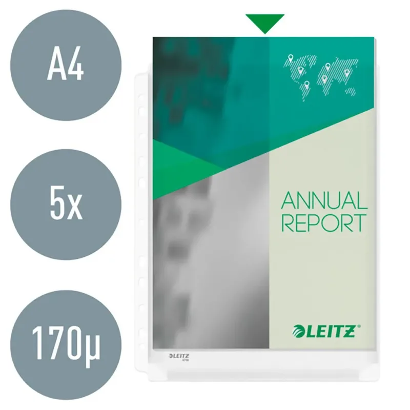 Harmonica showtas Leitz Premium met perforatiestrip 180µ PVC A4 5 stuks glashelder 5 stuks von Leitz – Produktfoto 6 von 6