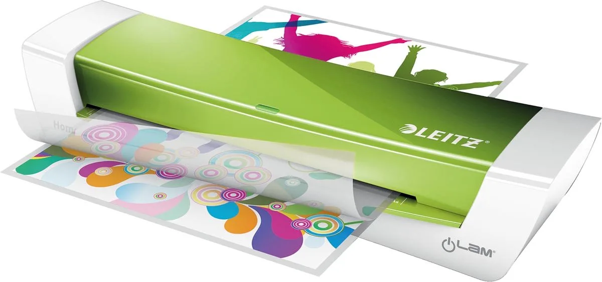 iLAM Home Office Lamineerapparaat voor A4 Formaat - Geschikt voor 80-125 Micron - Inclusief Startpakket met Lamineerhoezen - metallic de Leitz en Vert – photo produit