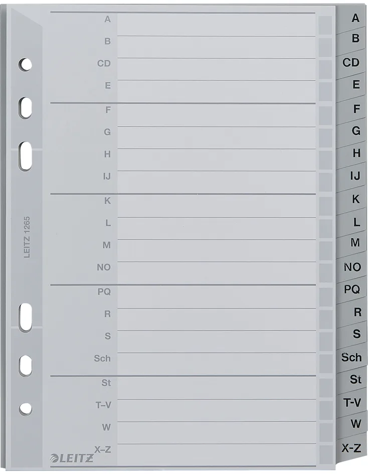 Kunststoff-Register, A-Z, A5, PP, 20-teilig, grau by Leitz – product photo