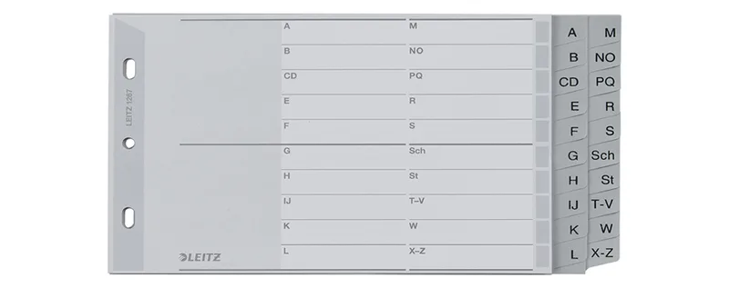 Kunststoff-Register, A-Z, A5 quer, PP, 20-teilig, grau de Leitz – photo produit