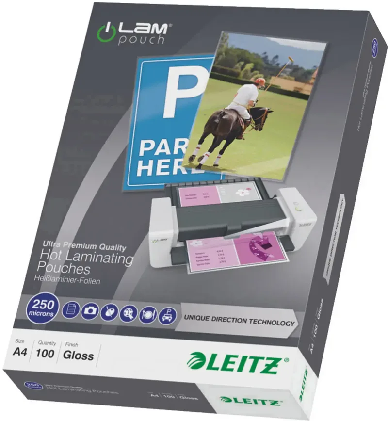 Laminierfolie DIN A4 250 micron glänzend 100 St. von Leitz – Produktfoto