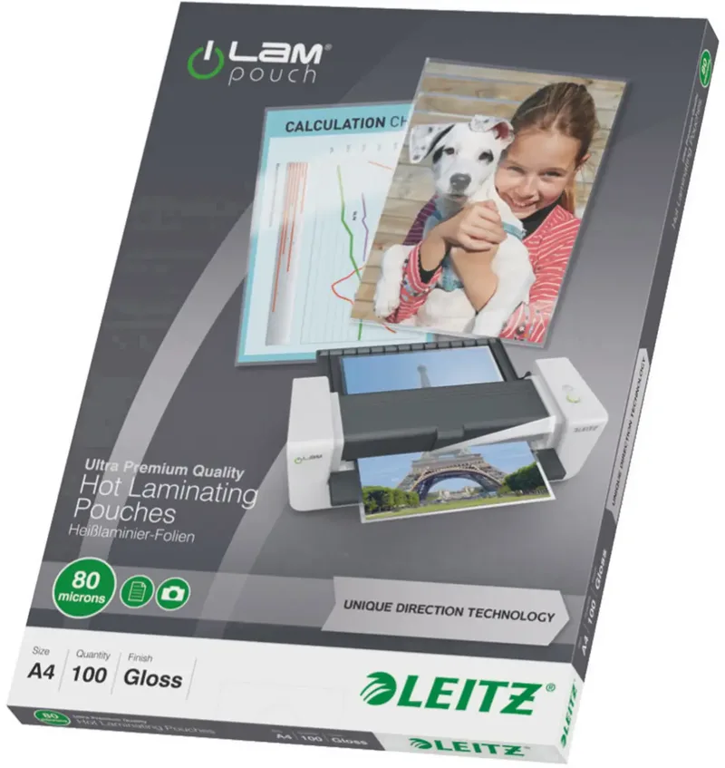 Laminierfolie DIN A4 80 micron glänzend 100 St. van Leitz – productfoto