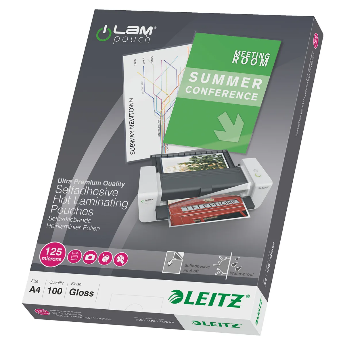 Laminierfolien glänzend 125 mikron A4 fra Leitz – produktbillede