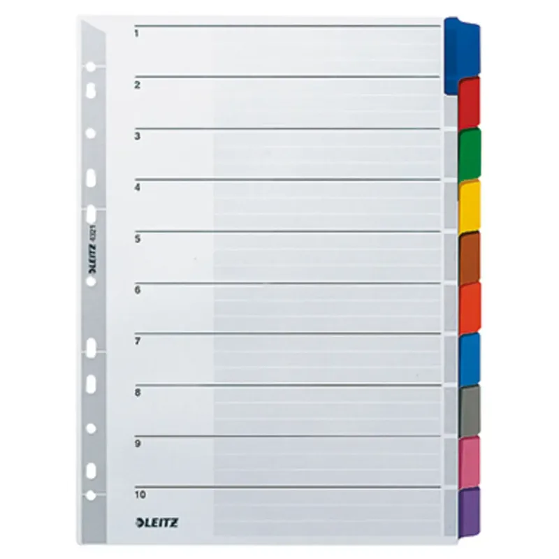 Leitz 4321 Register DIN A4 blanko Karton Grau 10 Registerblätter 43210000 by Leitz – product photo