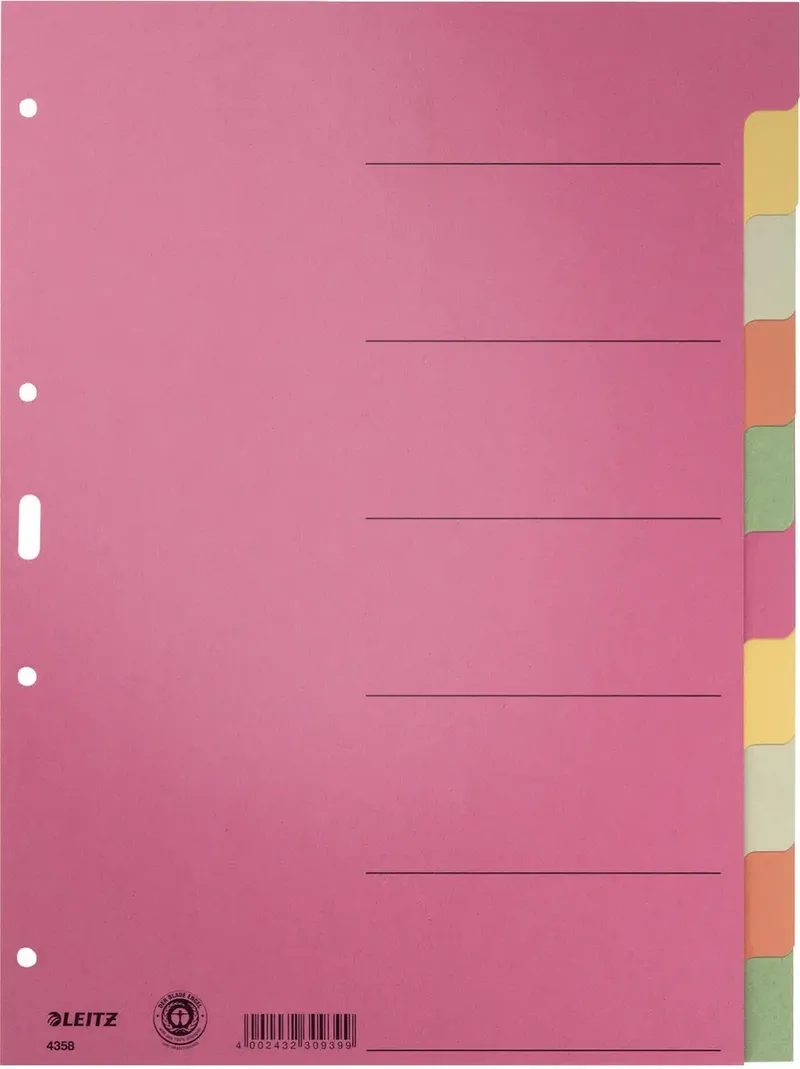 Leitz 43580000 Register DIN A4 blanko Karton Mehrfarbig 6 Registerblätter 43580000 by Leitz – product photo