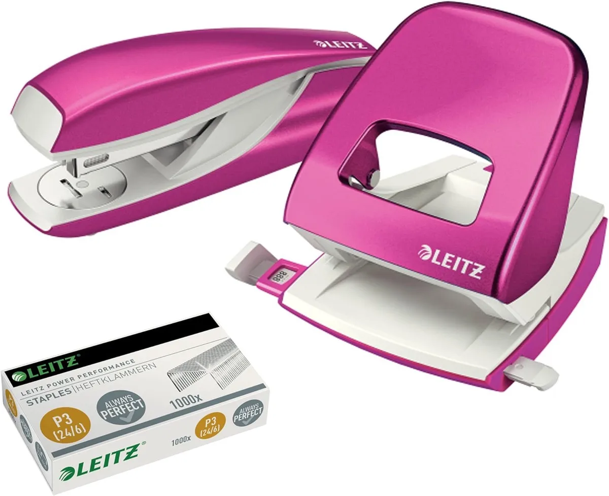 Leitz 5008 NeXXt Metal Perforator & Nietmachine Set - 30 Vel, Roze van Leitz – productfoto