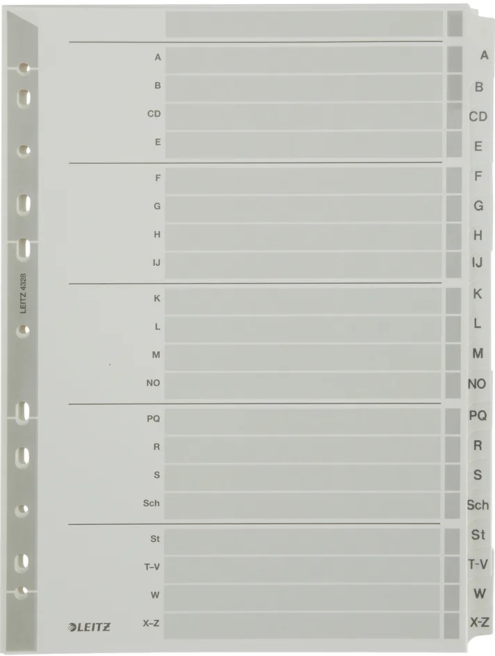 Mylarkarton-Register, A-Z, A4, 20-teilig, grau by Leitz – product photo
