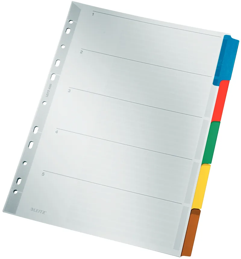 Mylarkarton-Register, blanko, A4, 5-teilig, grau van Leitz – productfoto