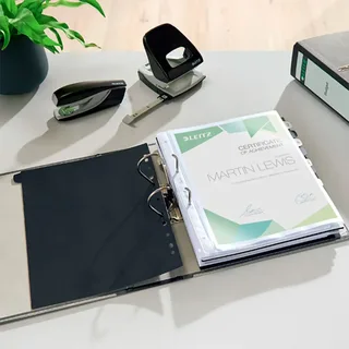 Ordner Leitz 1080 klassiek gewolkt 180° 80mm karton A4 zwart van Leitz – productfoto 3 van 6