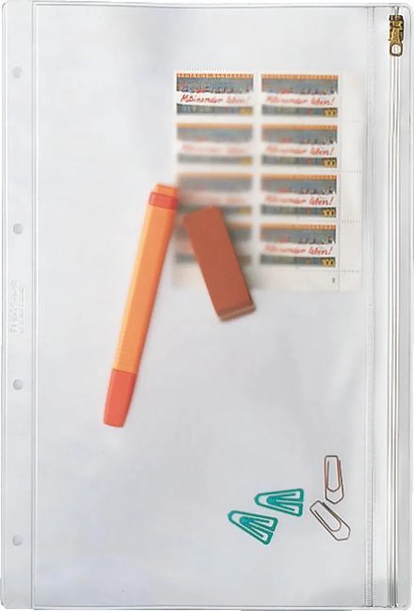 Plastic Showtas Met Schuifsluiting - A4 - 4-Gaats Perforatie Voor Ordners en Ringbanden von Leitz in Transparent – Produktfoto