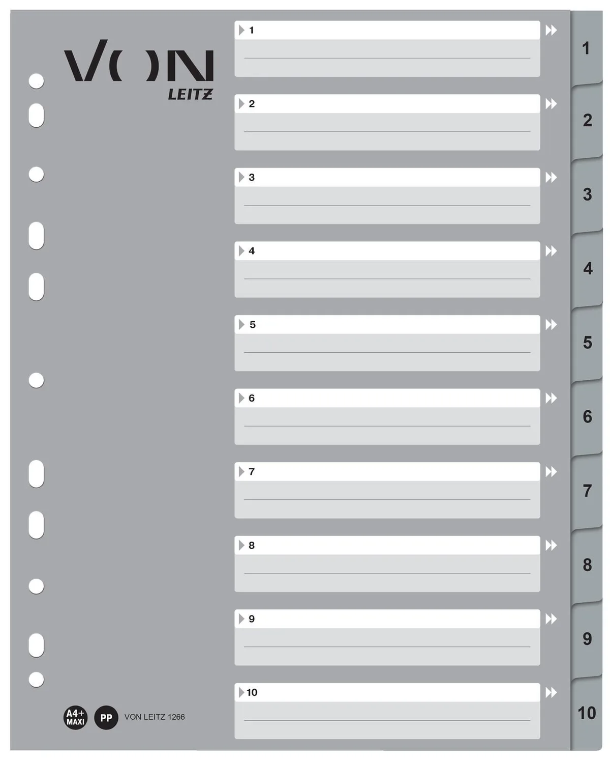 Register, 1-10, DIN A4 från Leitz – produktbild