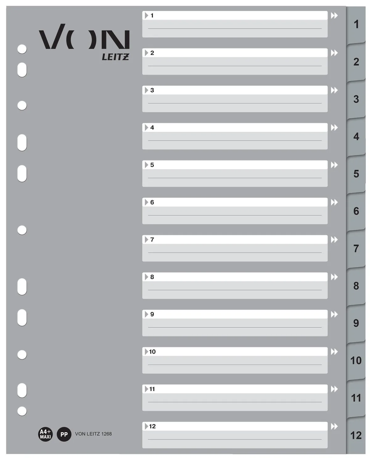 Register, 1-12, DIN A4 från Leitz – produktbild