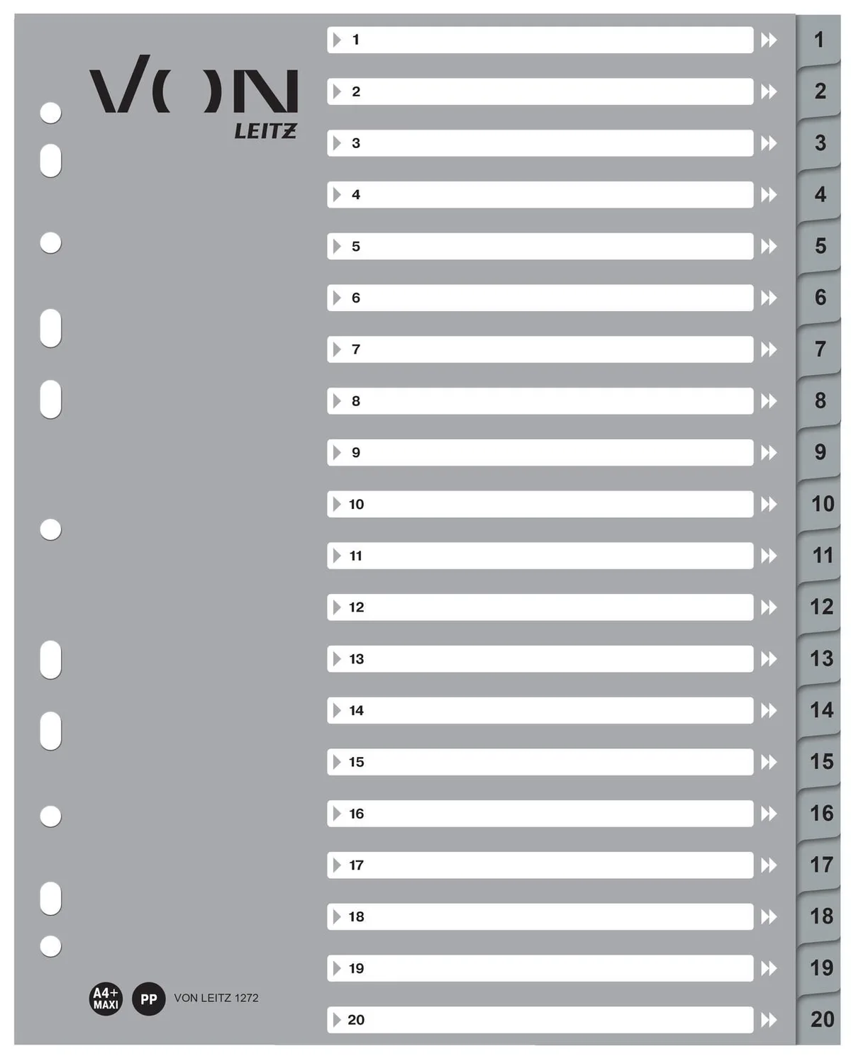 Register, 1-20, DIN A4 från Leitz – produktbild