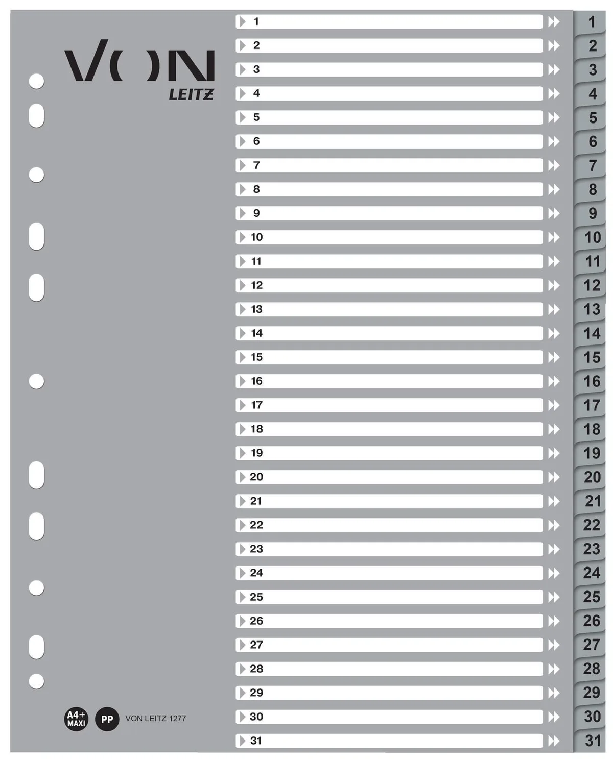 Register, 1-31, DIN A4 de Leitz – photo produit