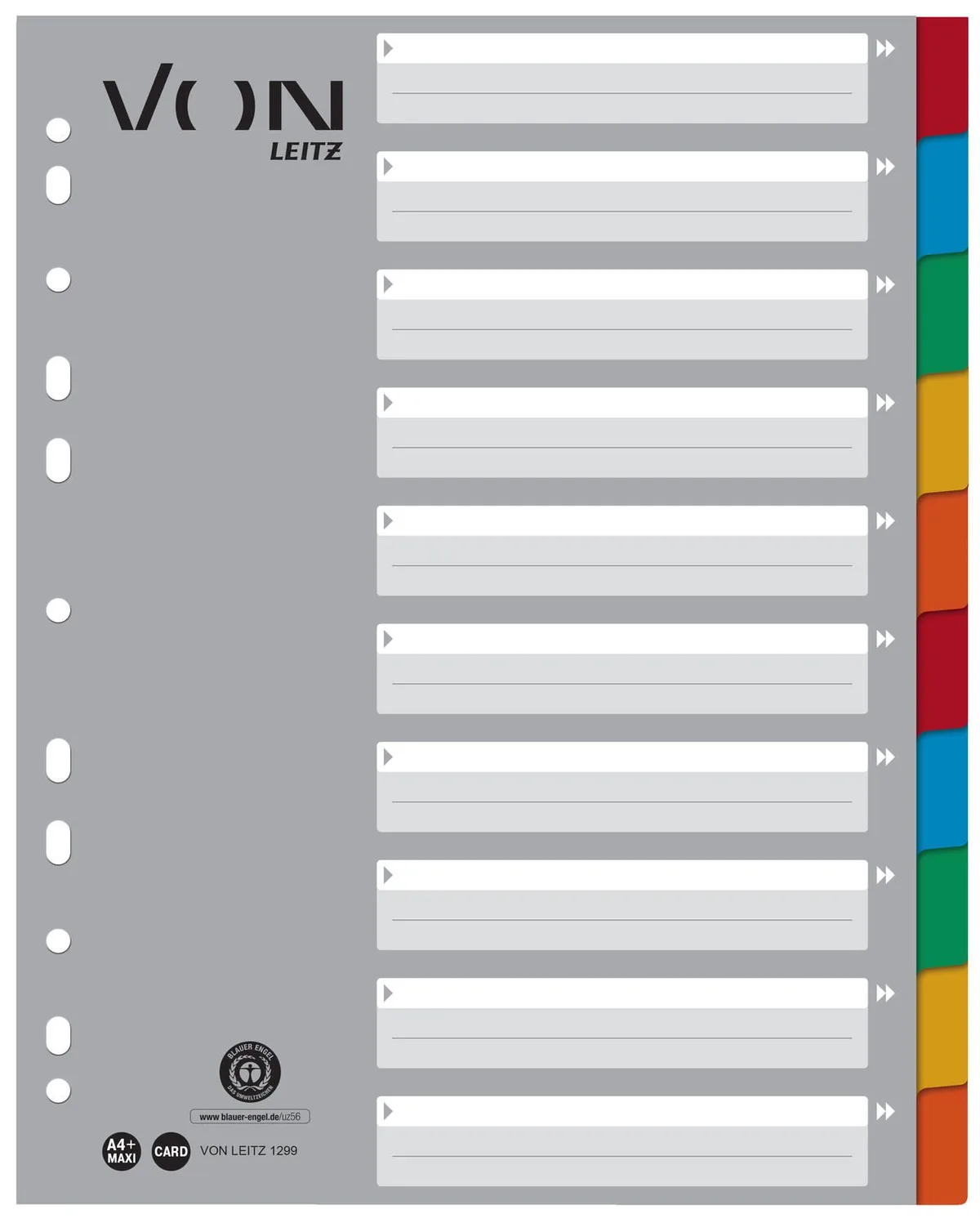 Register, Vollformat, blanko, DIN A4 från Leitz – produktbild