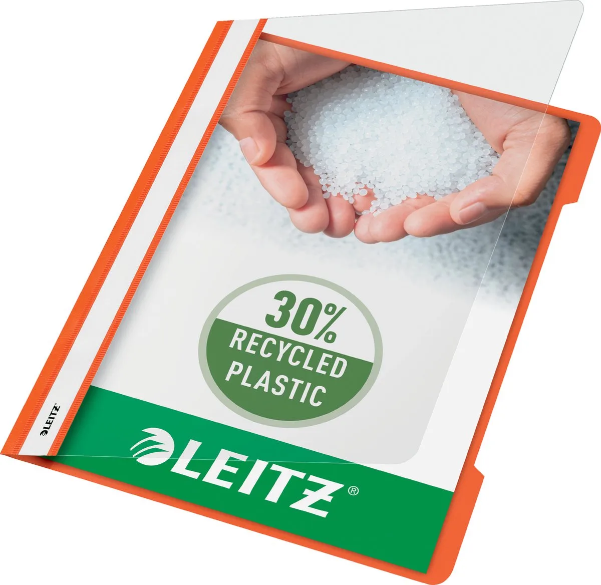 Snelhechter A4 - 30% pre-consumer gerecycled plastic - 25 stuks van Leitz in Oranje – productfoto
