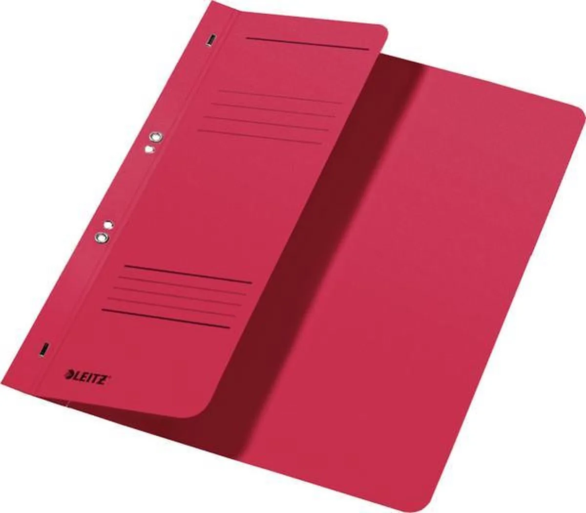 Snelhechtmap Leitz 3740 A4 1/2 voorblad + 2 gaats 250gr karton 50ST von Leitz in Rot – Produktfoto