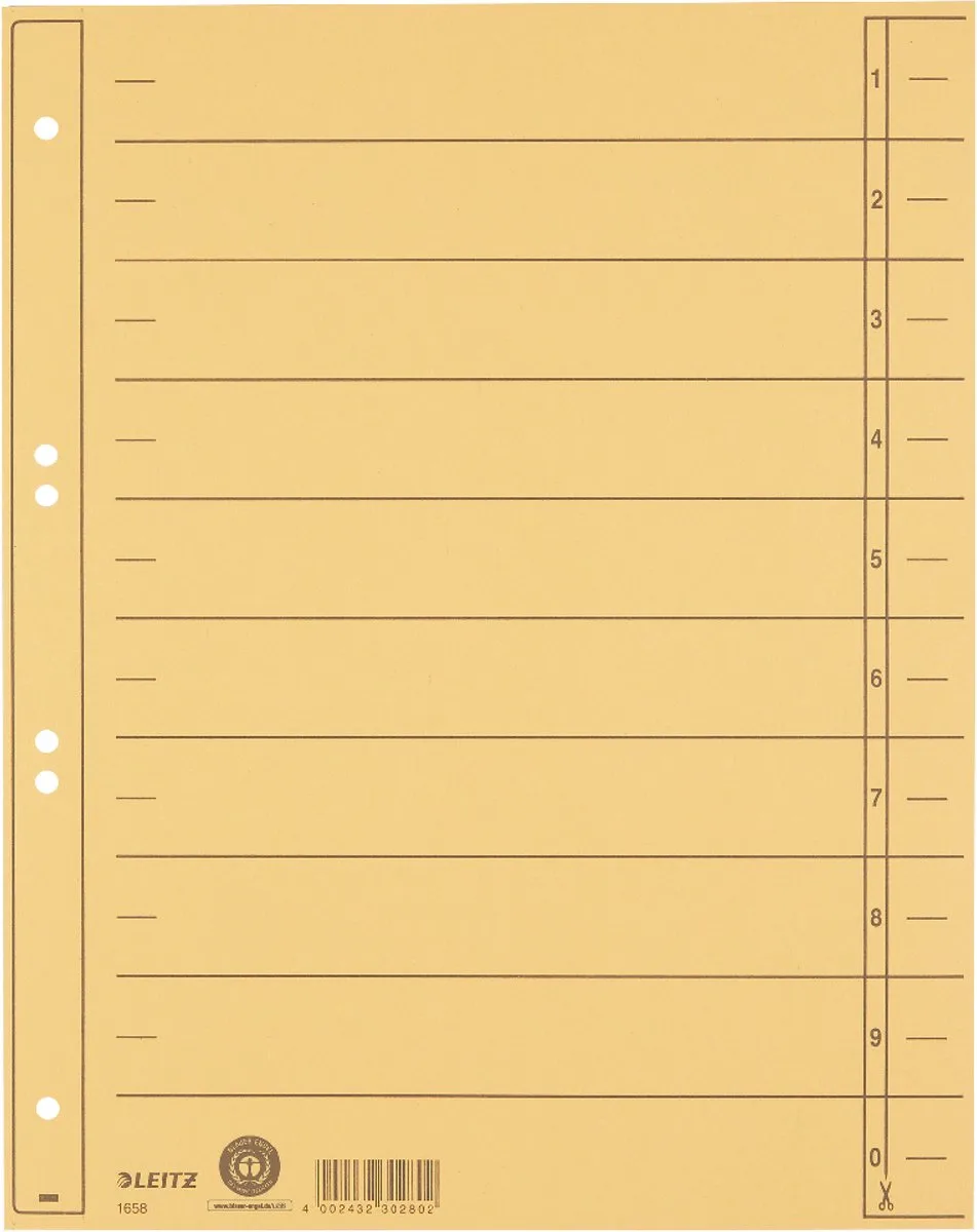 Staffeltabblad Karton - Beschrijfbare Tabs, 2/4-rings - Voor Ordners en Ringbanden von Leitz in Gelb – Produktfoto