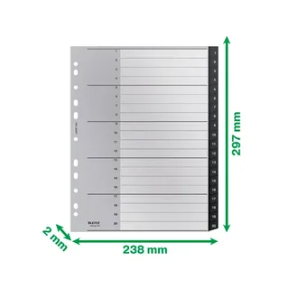 Tabblad Leitz Recycle A4 11-gaats 1-12 extra breed PP by Leitz – product photo 6 of 6
