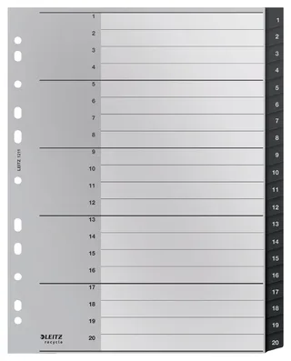 Tabblad Leitz Recycle A4 11-gaats 1-20 extra breed PP fra Leitz – produktbillede 1 af 6