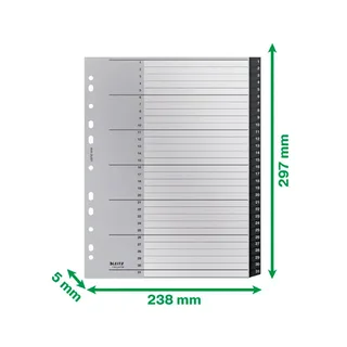 Tabblad Leitz Recycle A4 11-gaats 1-20 extra breed PP fra Leitz – produktbillede 6 af 6