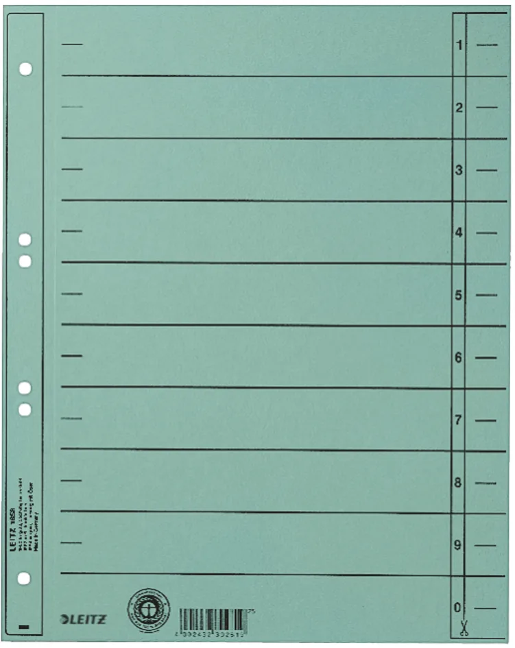 Trennblätter, A4 Überbreite, Manilakarton 230g/qm,blau van Leitz – productfoto