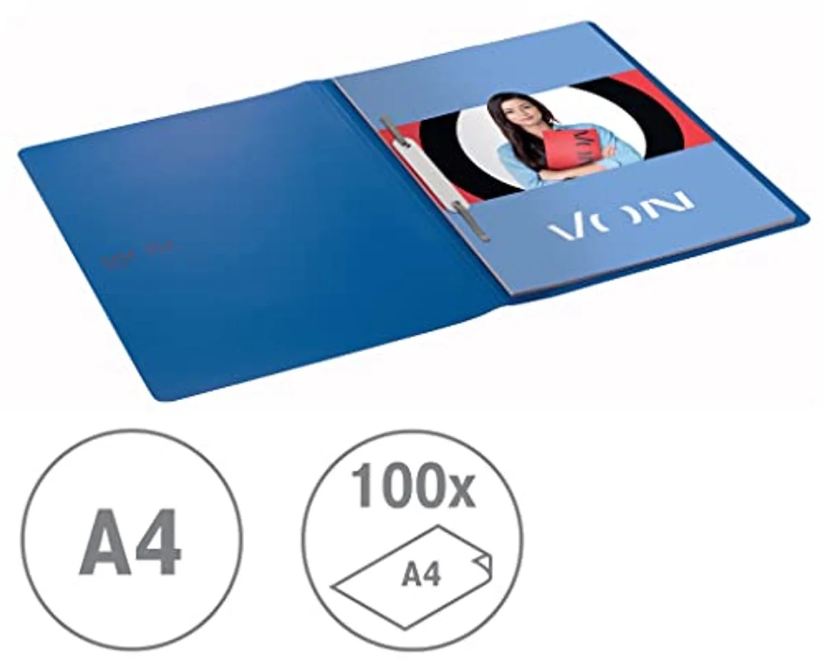 VON Leitz pak van 10 losbladige ordners A4, PP-kunststof, voor 100 vel, lichtgewicht softcover map met moderne VON-print, voor school en thuis, 46790015 de Leitz – photo produit