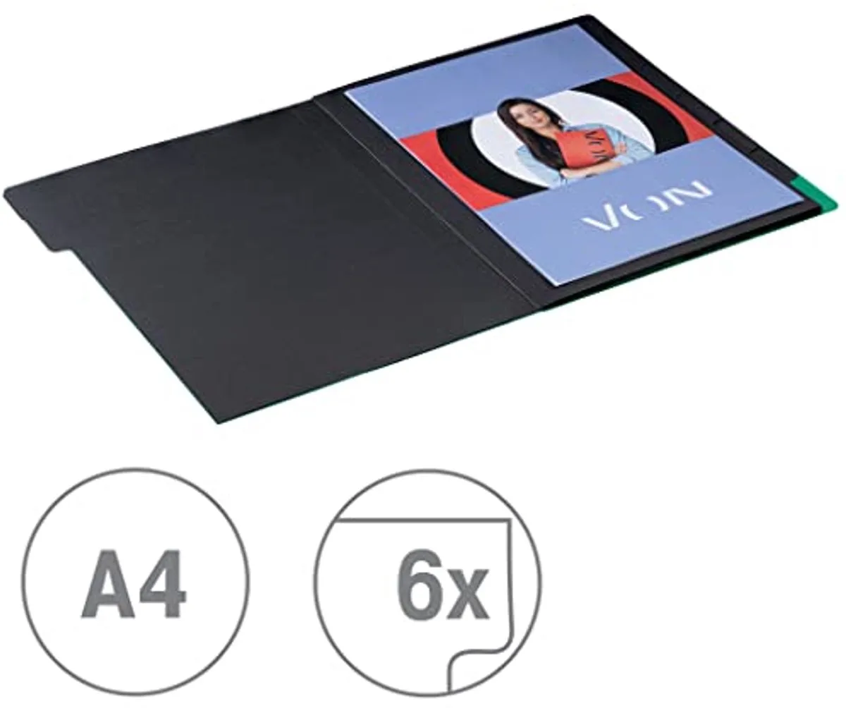 VON Leitz Set van 5 A4-organizermappen met 6 vakken, karton, projectmap, met indexen en elastische bandsluiting, voor school, studie en thuis, 30140025 by Leitz – product photo