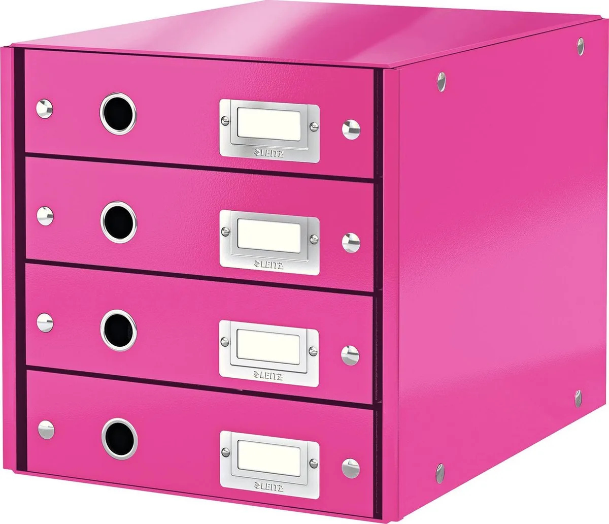 Wow Click & Store Ladekast Met 4 Laden - 81% Gerecycled Karton - Voor A4 Formaten - Ruimtebesparende Opberger von Leitz in Rosa – Produktfoto