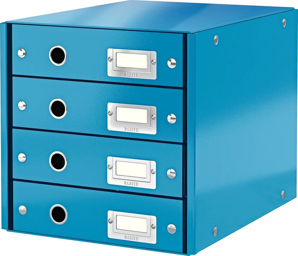 Wow Click & Store Ladekast Met 4 Laden - 81% Gerecycled Karton - Voor A4 Formaten - Ruimtebesparende Opberger van Leitz in Blauw – productfoto