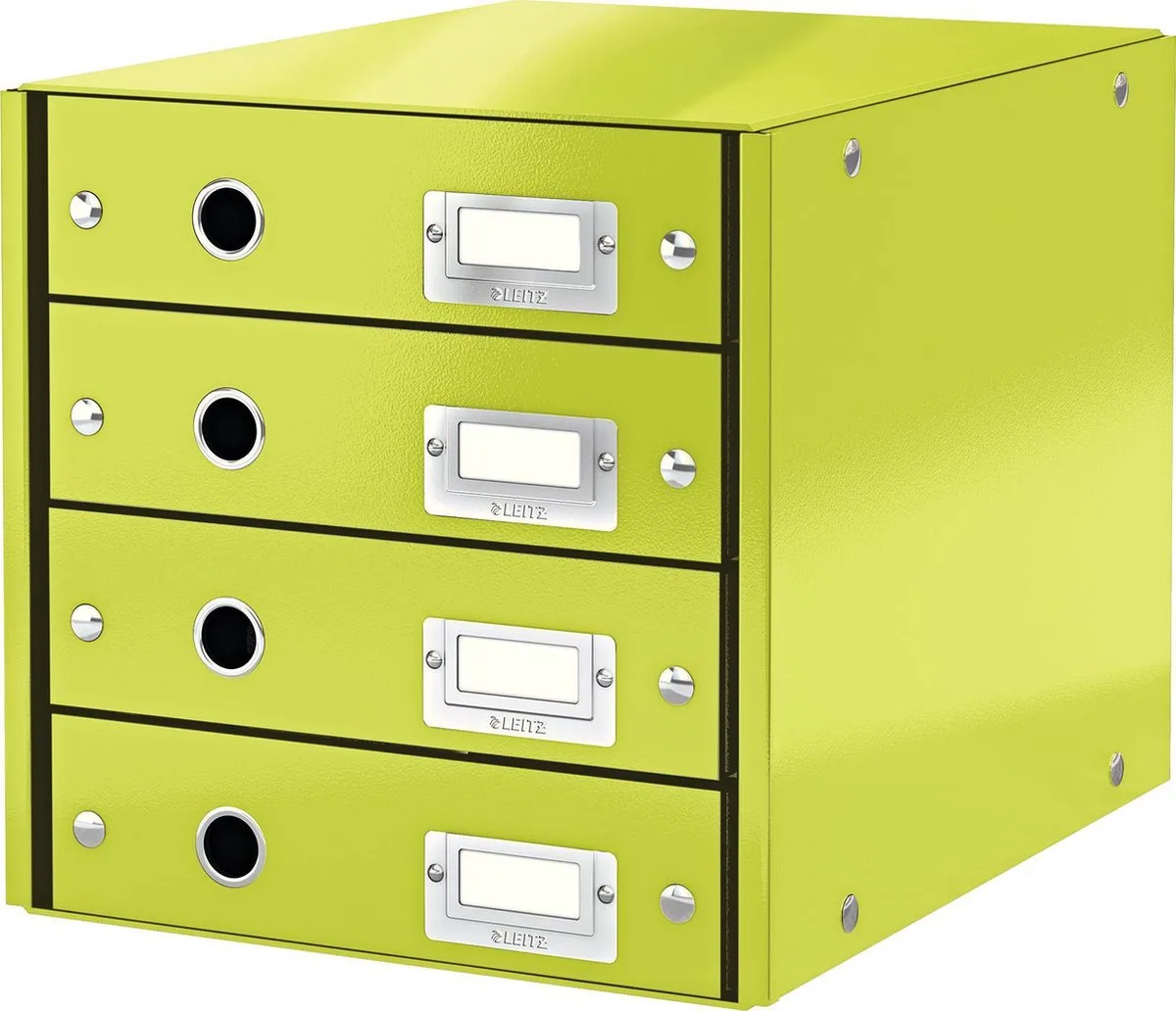 Wow Click & Store Ladekast Met 4 Laden - 81% Gerecycled Karton - Voor A4 Formaten - Ruimtebesparende Opberger van Leitz in Groen – productfoto